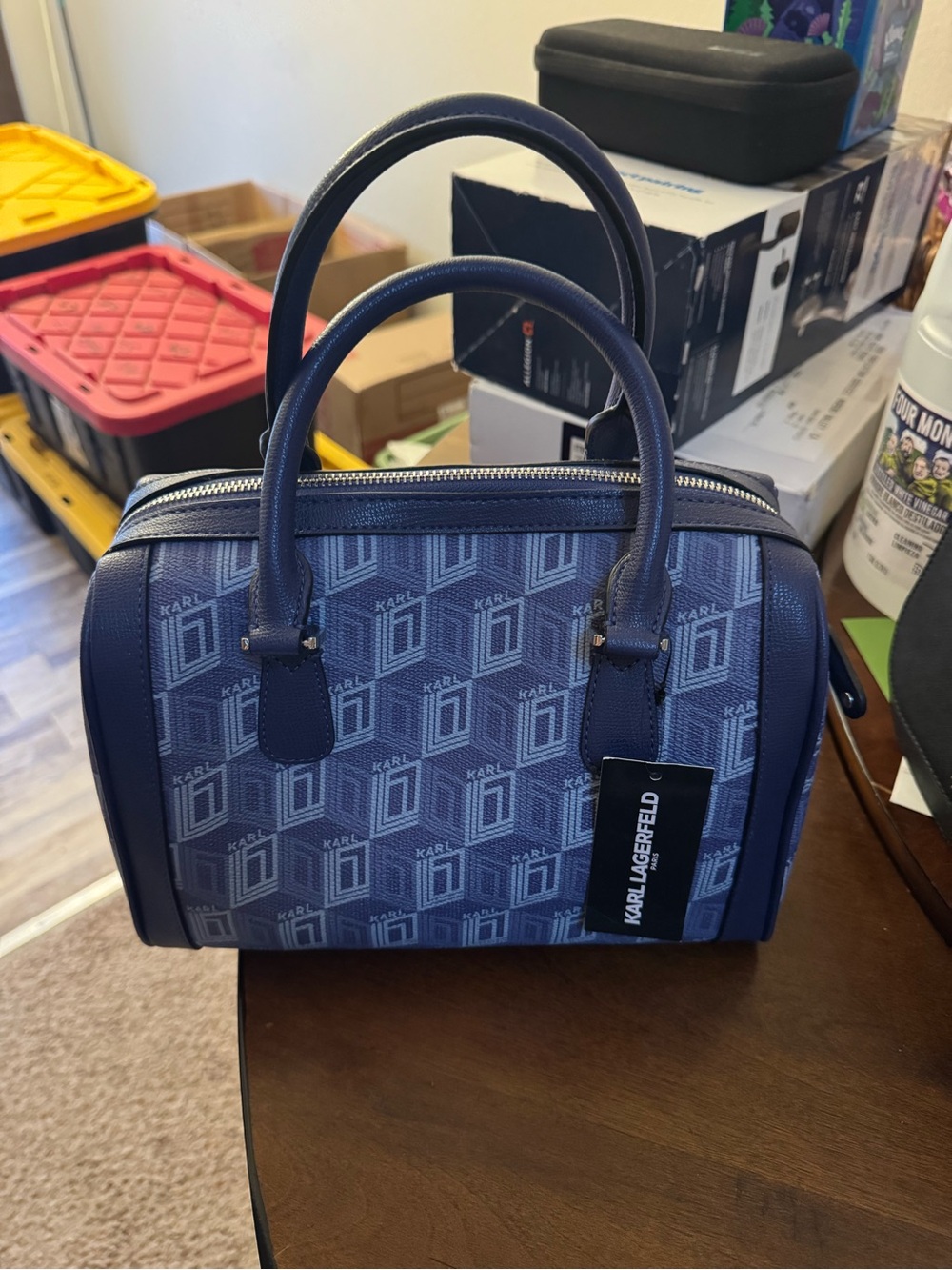 NEW Karl Lagerfeld ADELE Monogram Satchel Indigo Blue  NWT